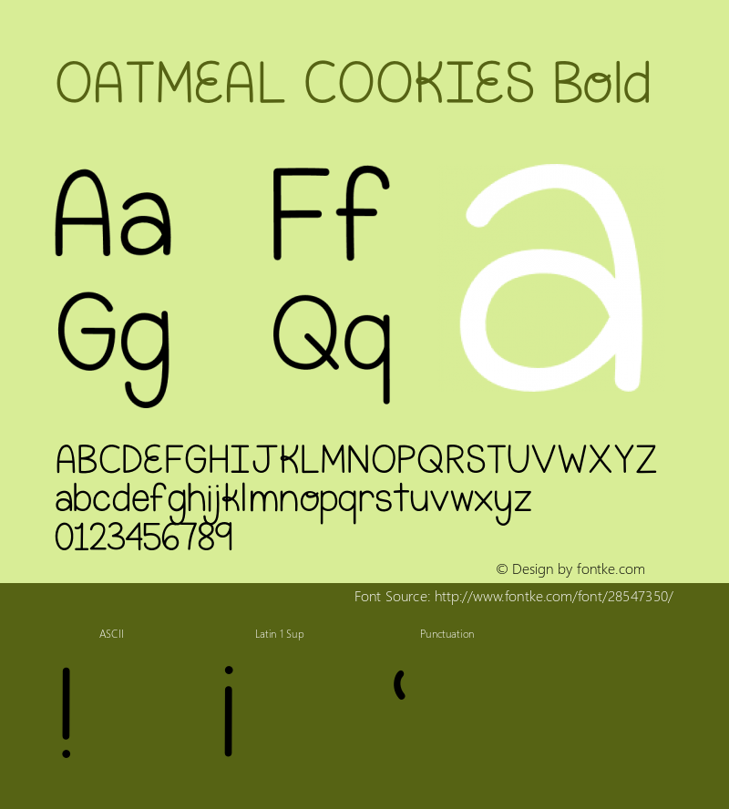 OATMEAL COOKIES Bold Version 1.000;PS 001.000;hotconv 1.0.88;makeotf.lib2.5.64775图片样张