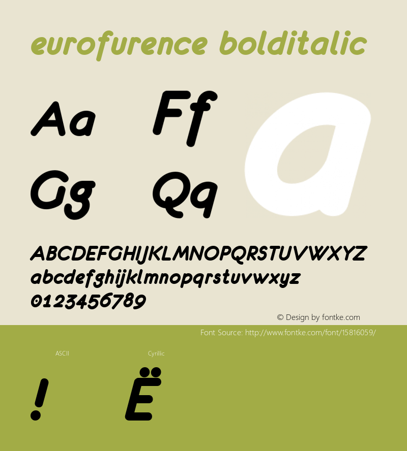 eurofurence bolditalic 4.0 2000-03-28; ttfautohint (v1.4.1)图片样张