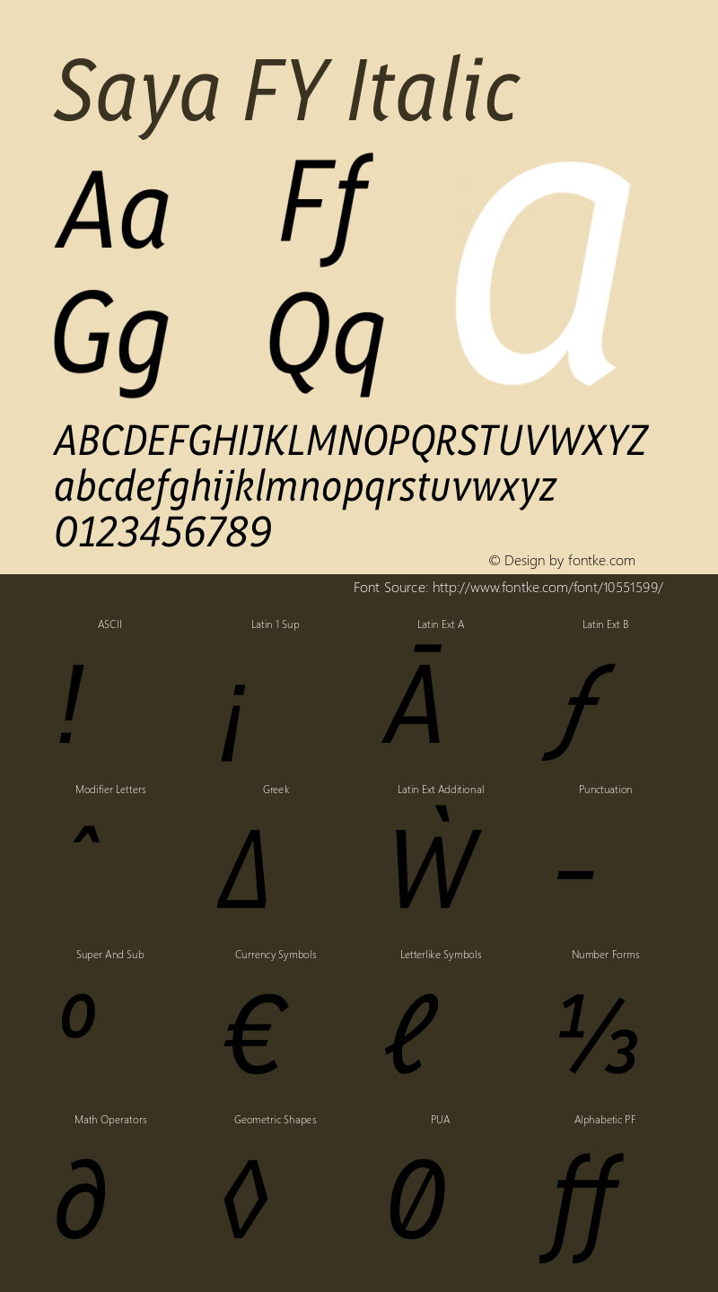 Saya FY Italic Version 1.001图片样张