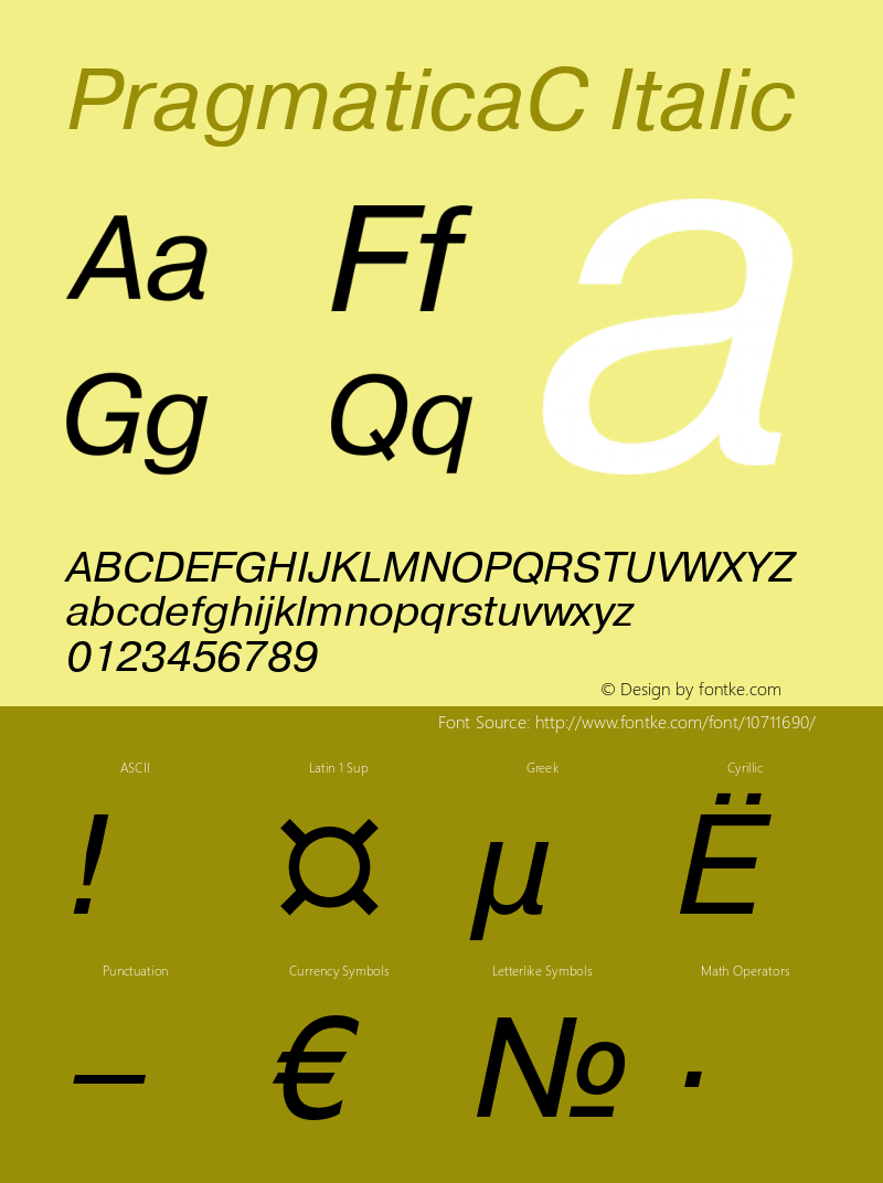 PragmaticaC Italic OTF 1.0;PS 001.000;Core 116;AOCW 1.0 161图片样张