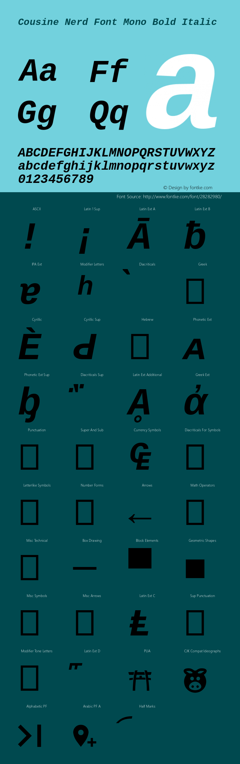 Cousine Bold Italic Nerd Font Complete Mono Version 1.21图片样张