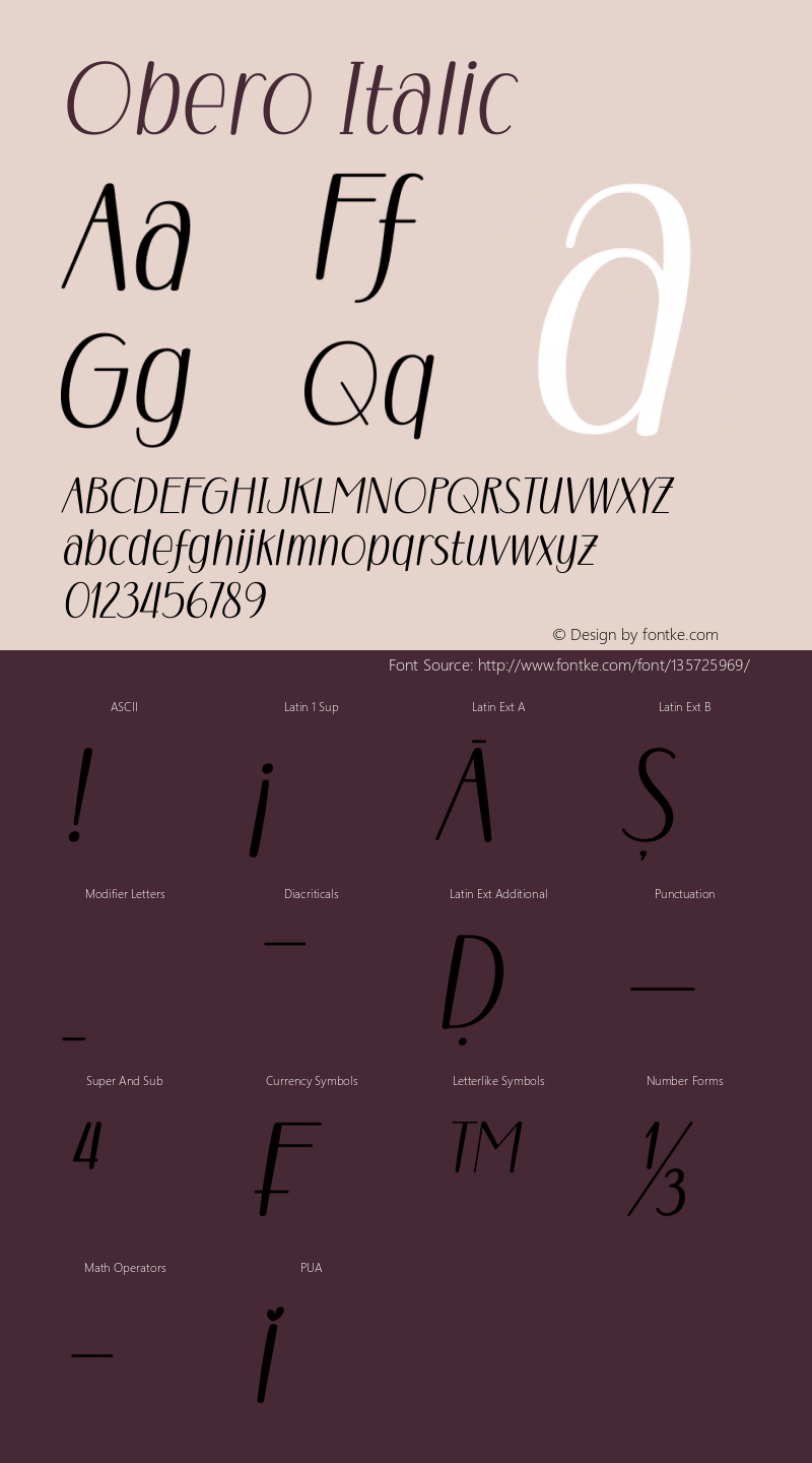 Obero Italic Version 1.00;February 21, 2021图片样张