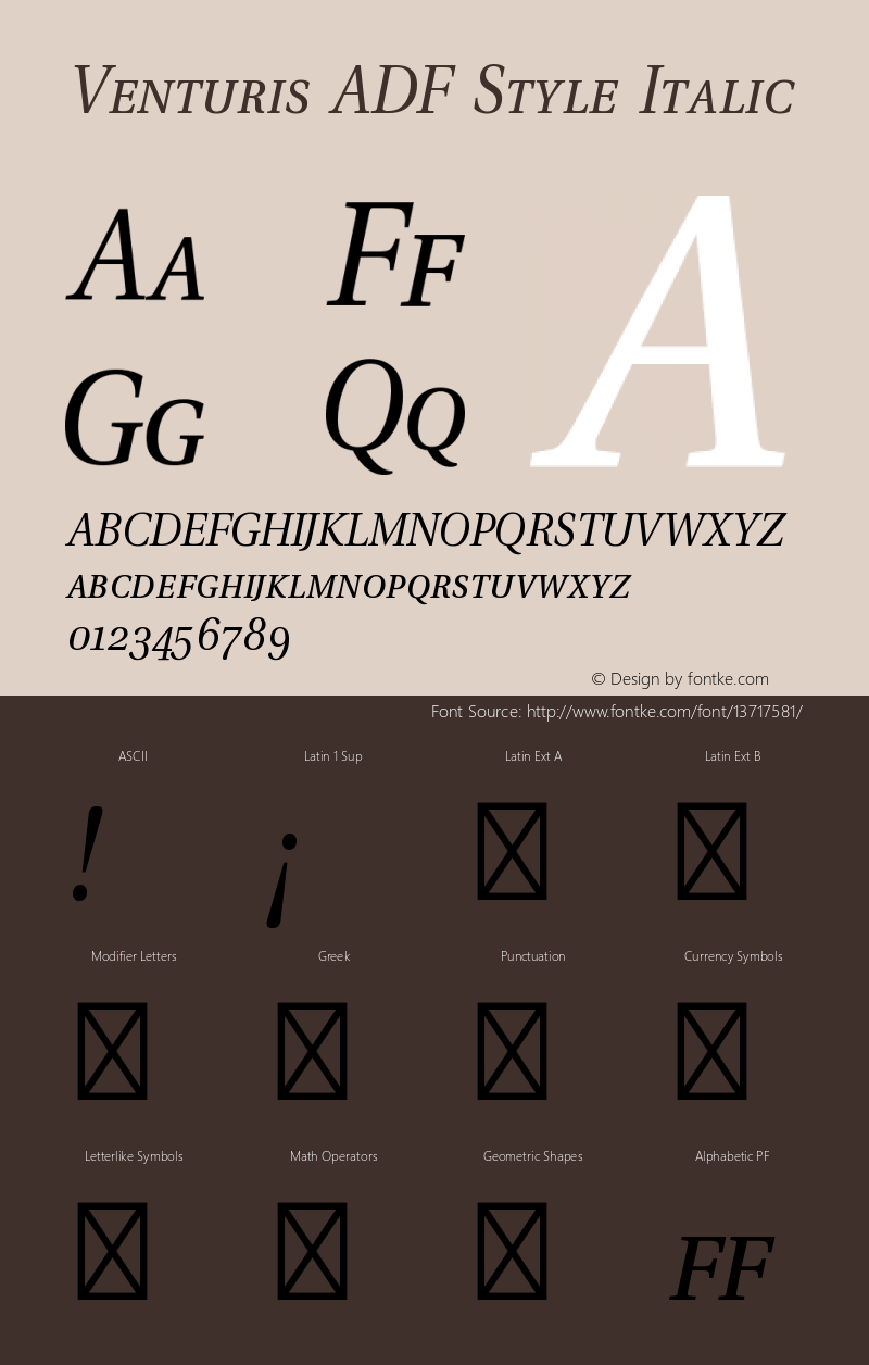 Venturis ADF Style Italic Version 1.005图片样张