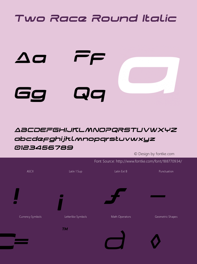 Two Race Round Italic Version 1.000图片样张