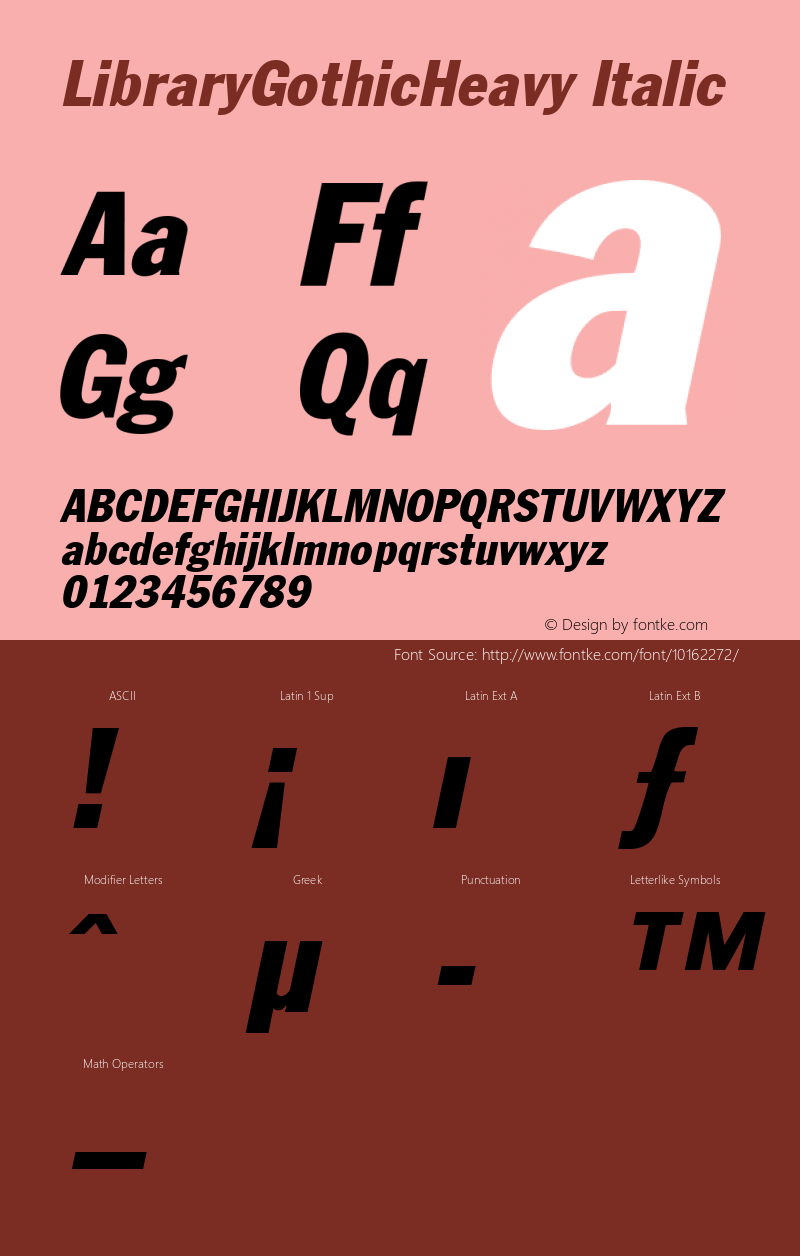 LibraryGothicHeavy Italic Rev. 003.000图片样张