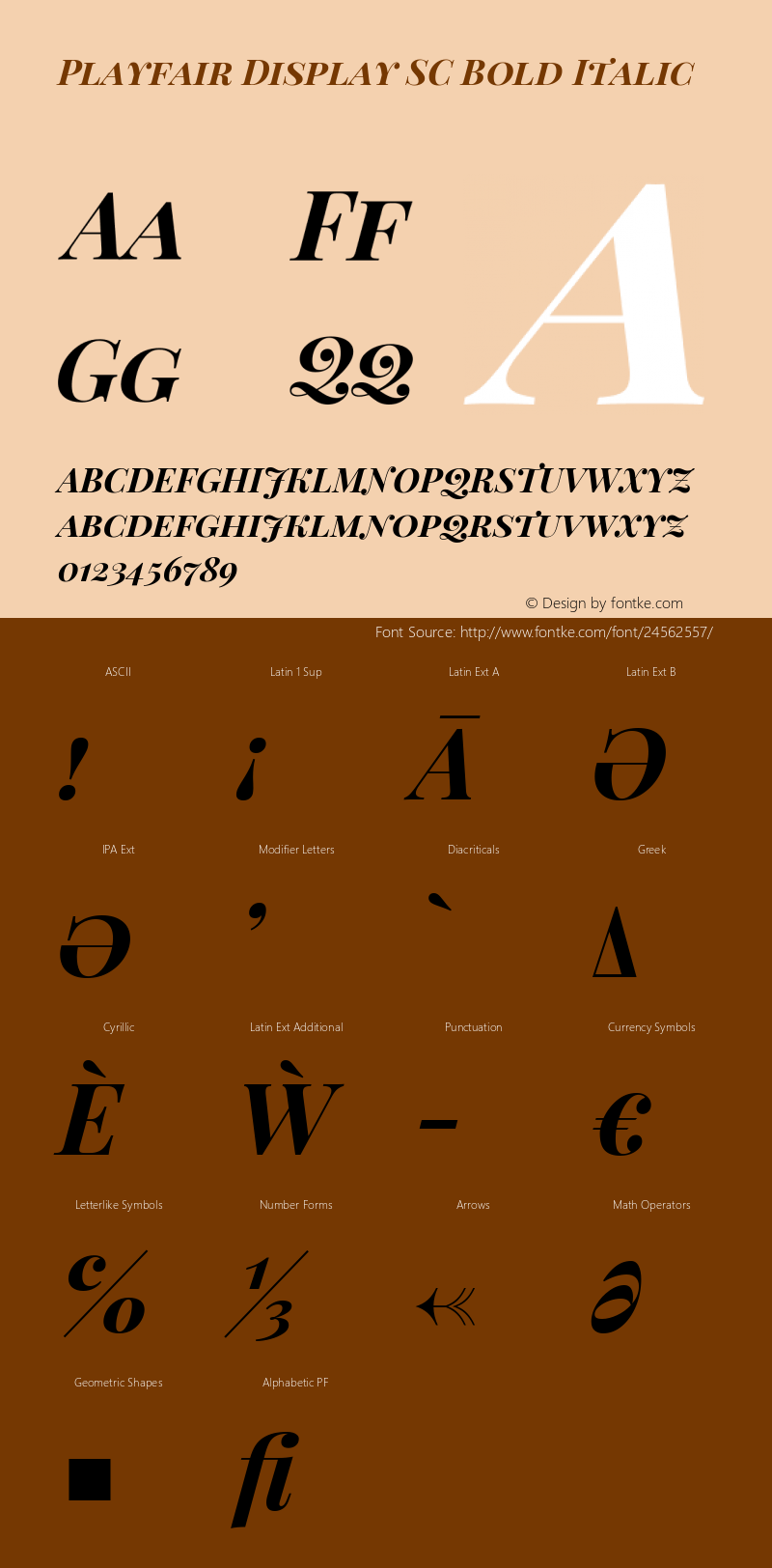 Playfair Display SC Bold Italic Version 1.202; ttfautohint (v1.6)图片样张