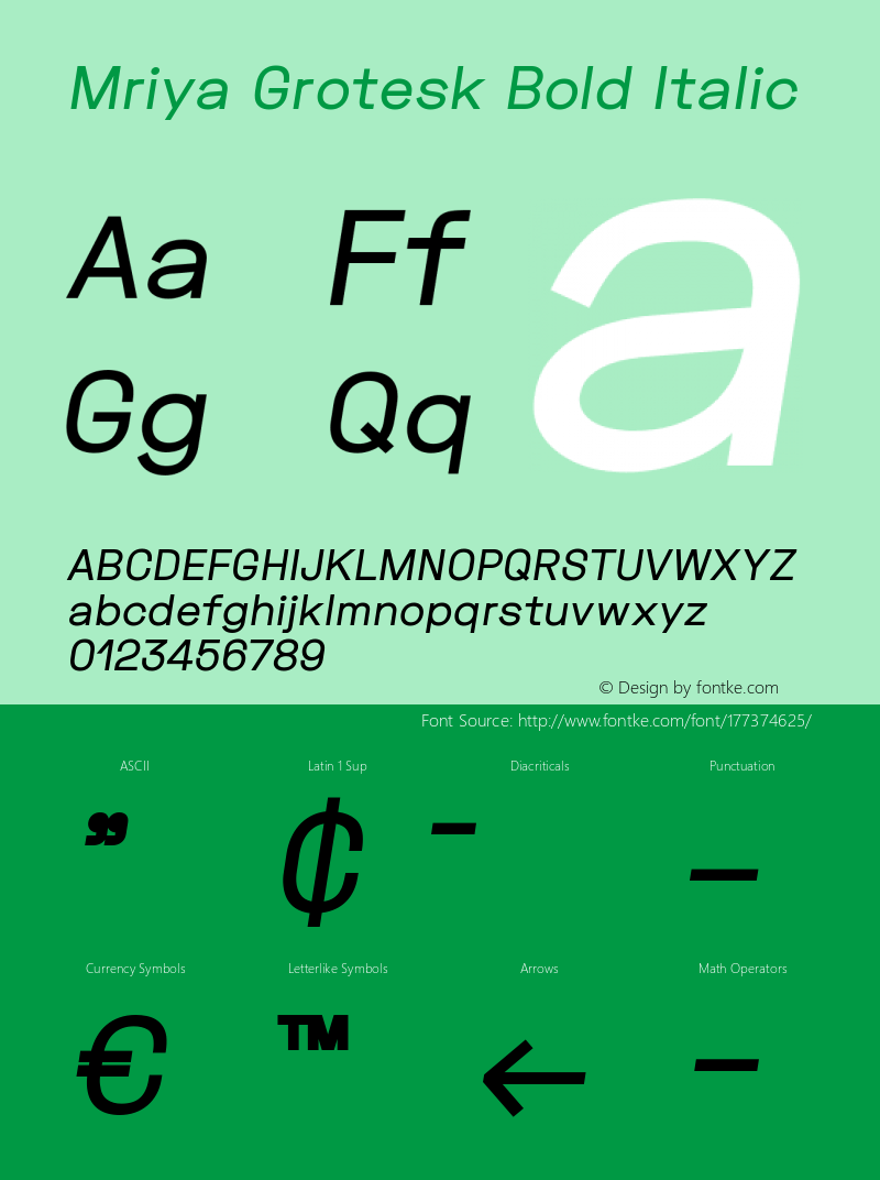 Mriya Grotesk Bold Italic Version 1.100图片样张