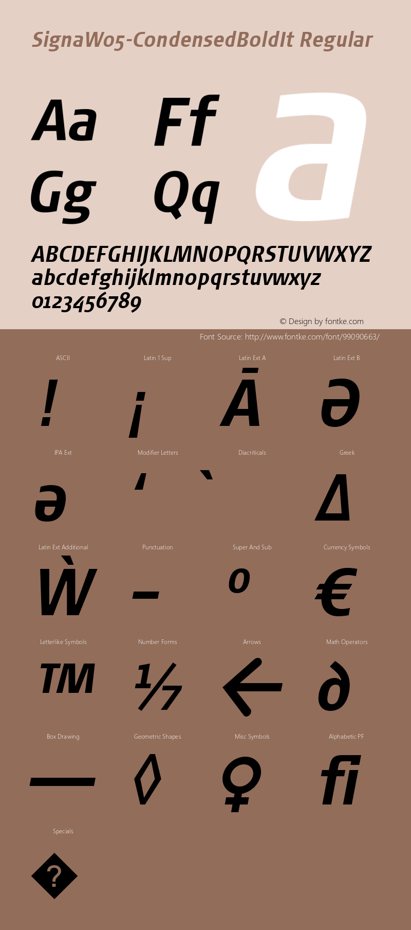 Signa W05 Condensed Bold Italic Version 7.504图片样张