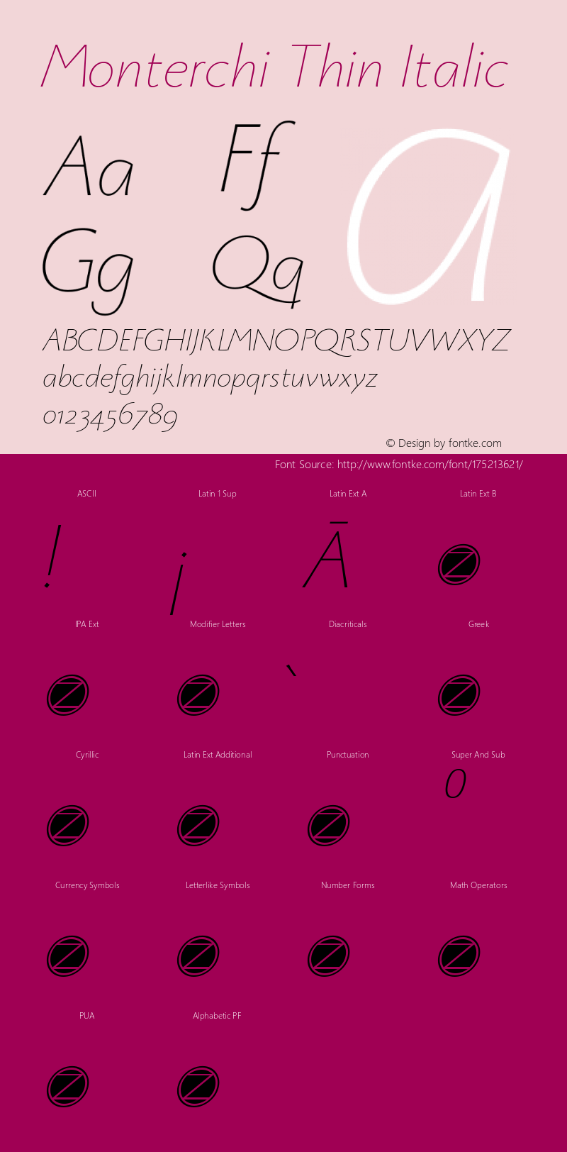 Monterchi Thin Italic Version 1.008图片样张