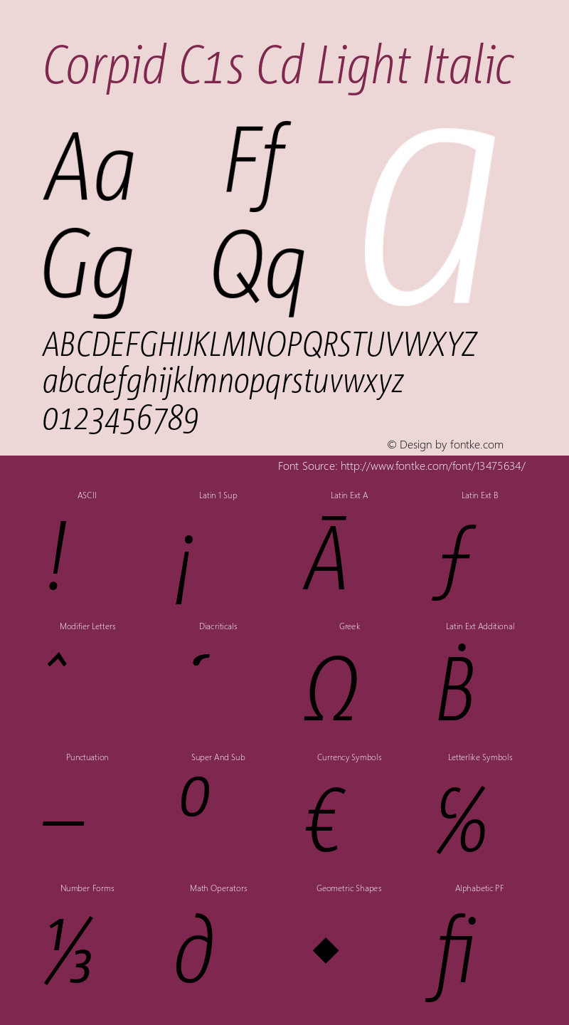 Corpid C1s Cd Light Italic Version 2.039图片样张