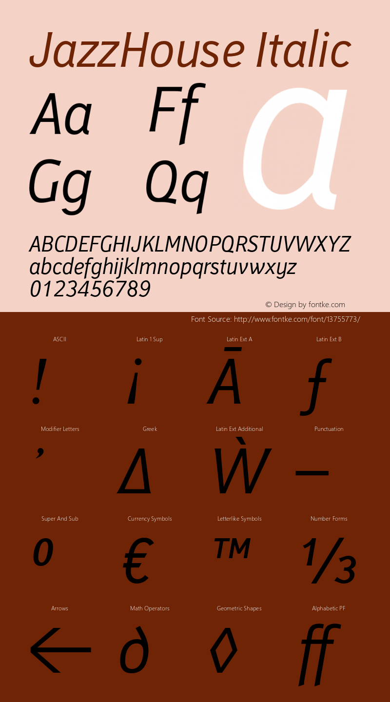 JazzHouse Italic Version 1.001图片样张