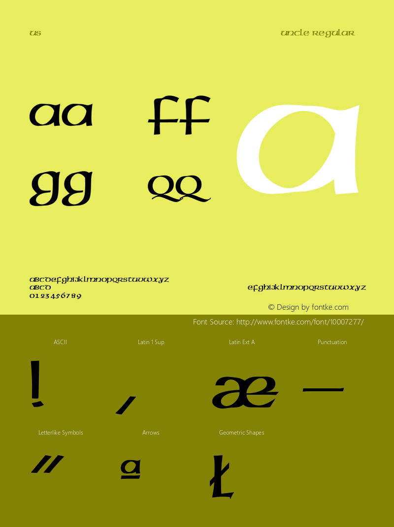 US Uncle Regular Converted from F:\WINDOWS\TTFONTS\UNCIAL.TF1 by ALLTYPE图片样张