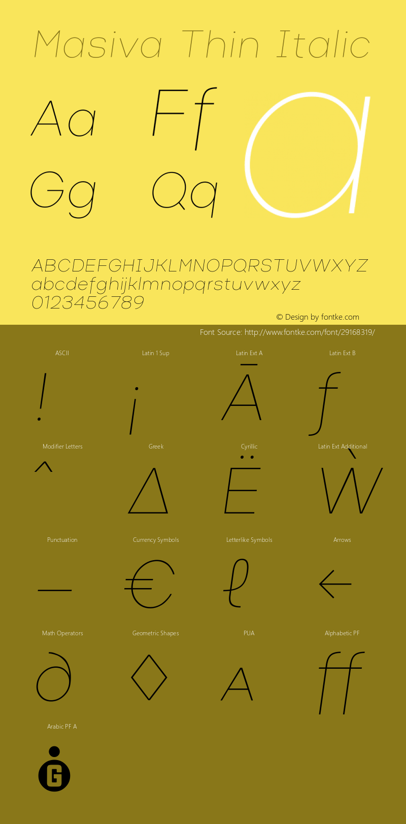 Masiva Thin Italic Version 001.001 ;YWFTv17图片样张