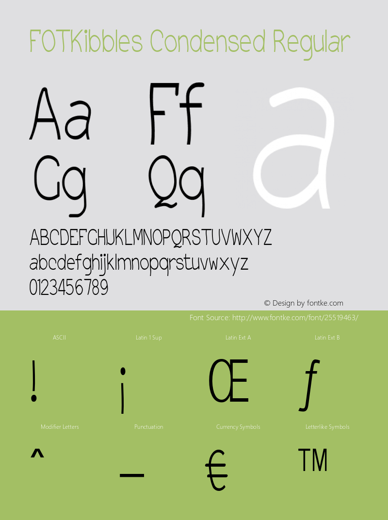 FOTKibbles-CondensedRegular Version 1.000图片样张