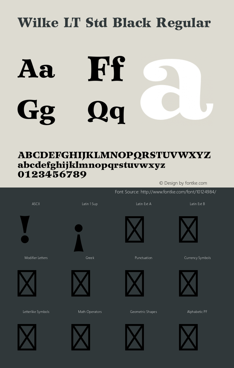 Wilke LT Std Black Regular OTF 1.029;PS 001.000;Core 1.0.33;makeotf.lib1.4.1585图片样张