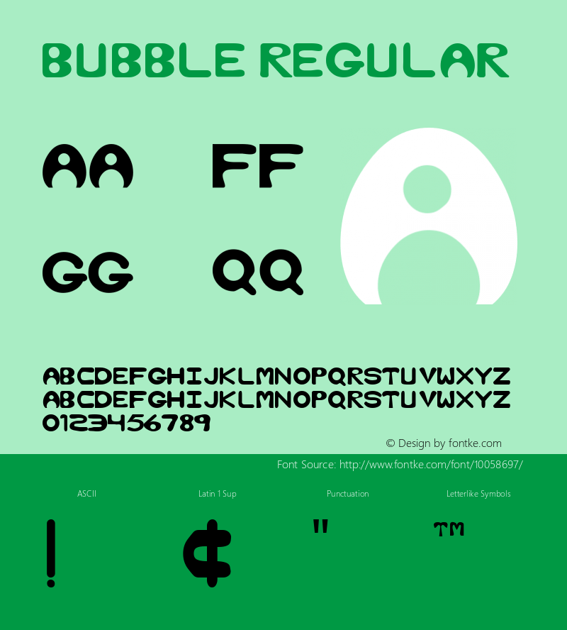 Bubble Regular Altsys Fontographer 3.5  3/16/92图片样张