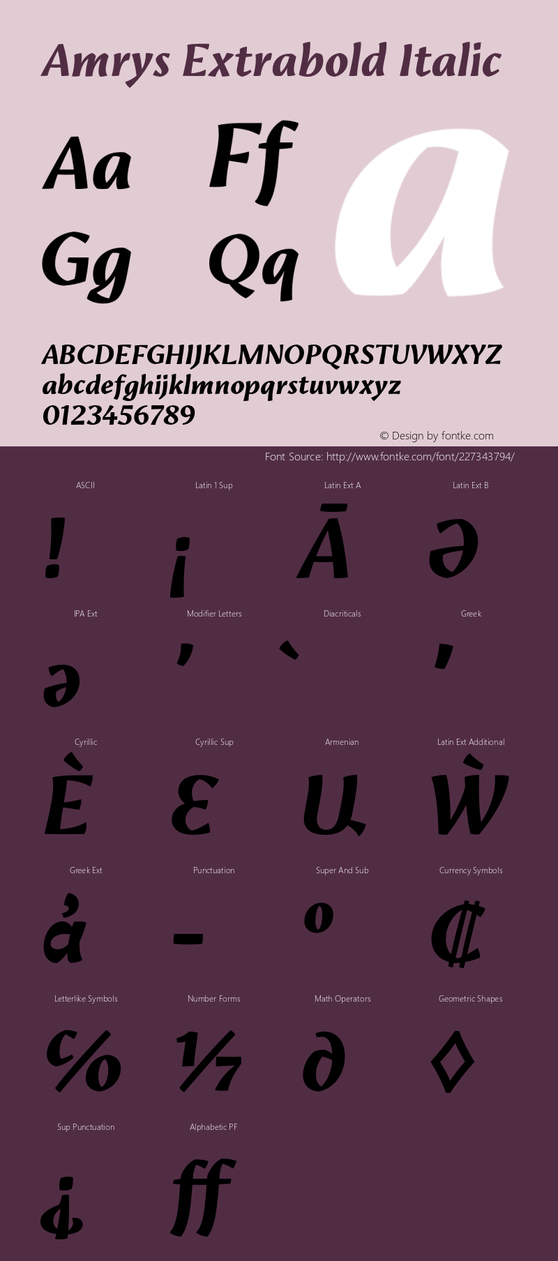 Amrys Extrabold Italic Version 1.00, build 18, g2.5.2.1158, s3图片样张