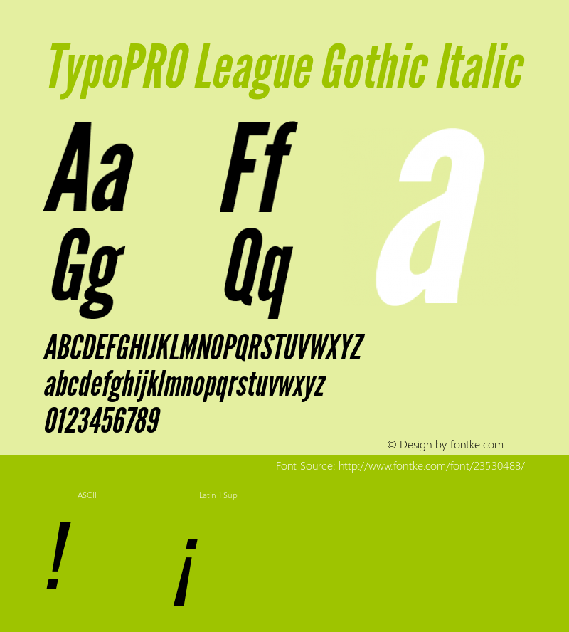 TypoPRO League Gothic Italic Version 1.001;PS 001.001;hotconv 1.0.56;makeotf.lib2.0.21325图片样张