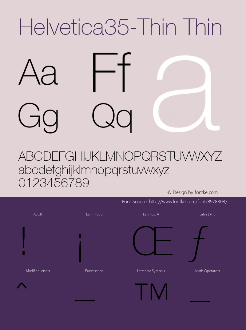 Helvetica35-Thin Thin Version 1.00图片样张
