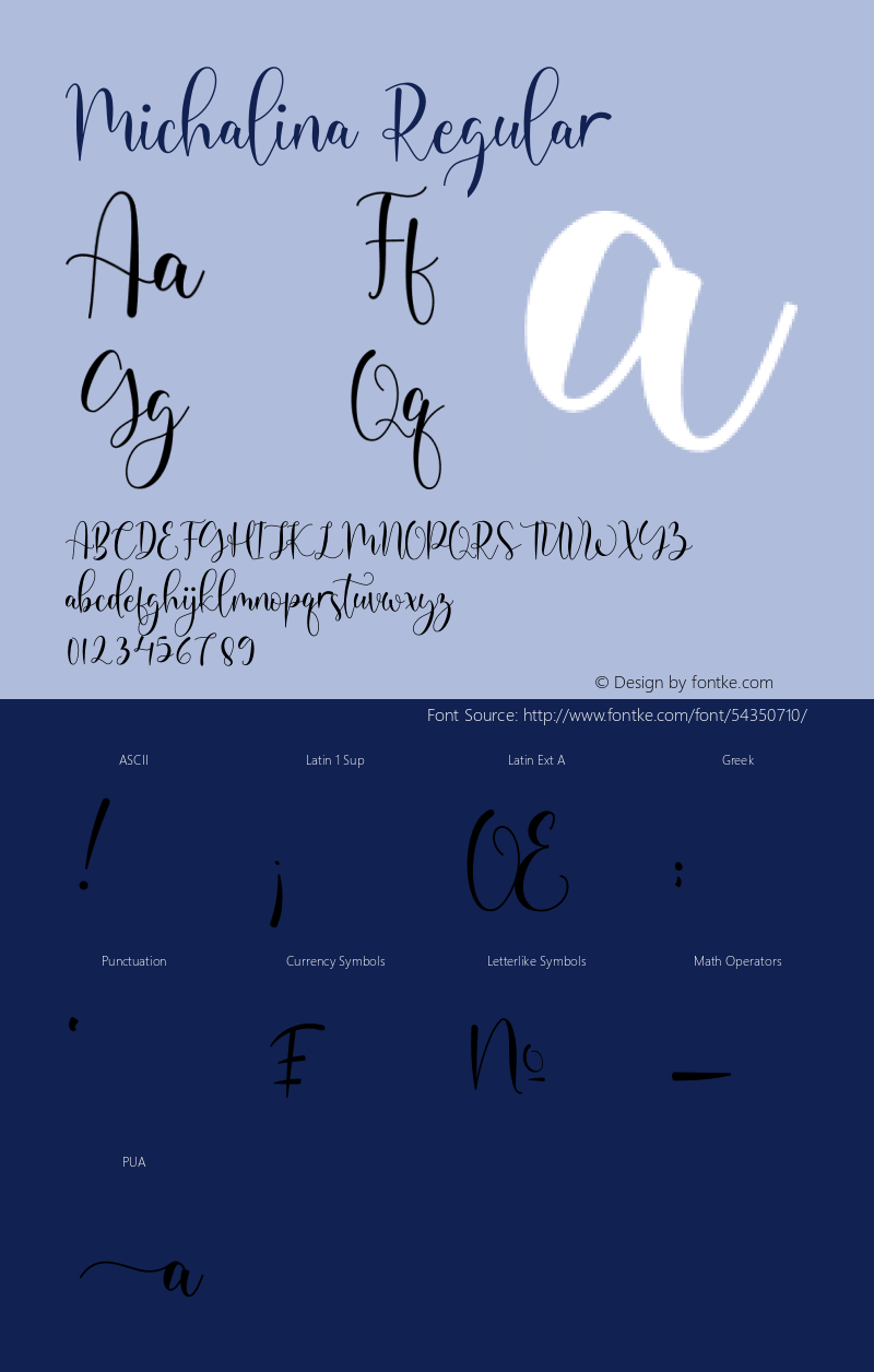 Michalina Version 1.00;August 26, 2019;FontCreator 12.0.0.2545 64-bit图片样张