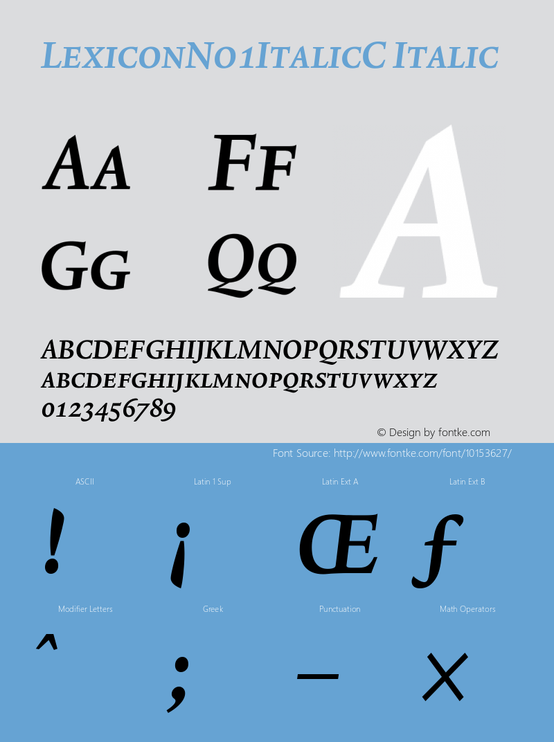 LexiconNo1ItalicC Italic Version 001.000图片样张