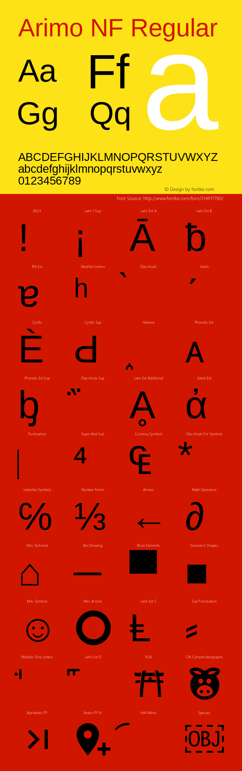 Arimo Regular Nerd Font Complete Windows Compatible Version 1.23;Nerd Fonts 2.1.0图片样张