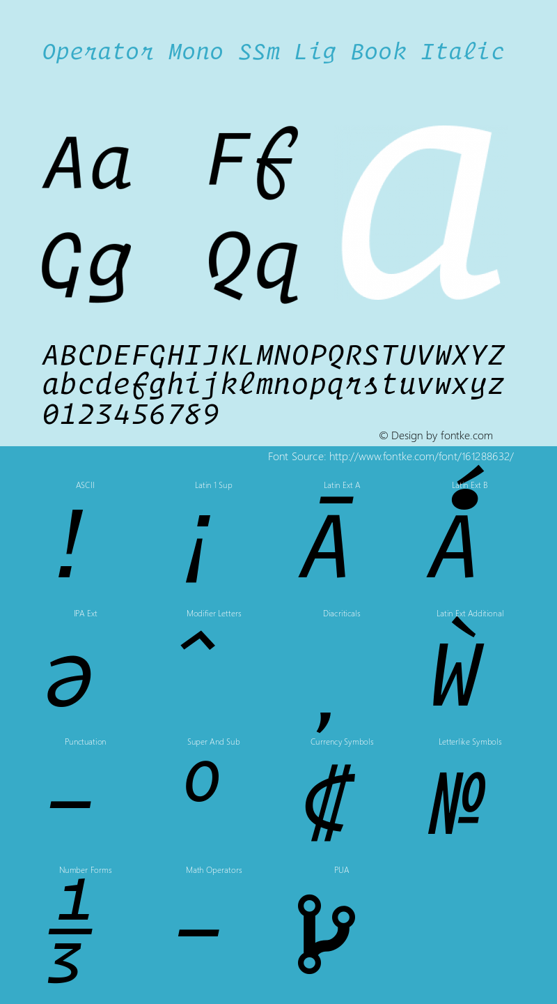 Operator Mono SSm Lig Book Italic Version 1.200图片样张