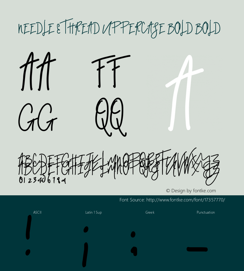 Needle & Thread Uppercase Bold Bold Version 1.00 June 14, 2016, initial release图片样张