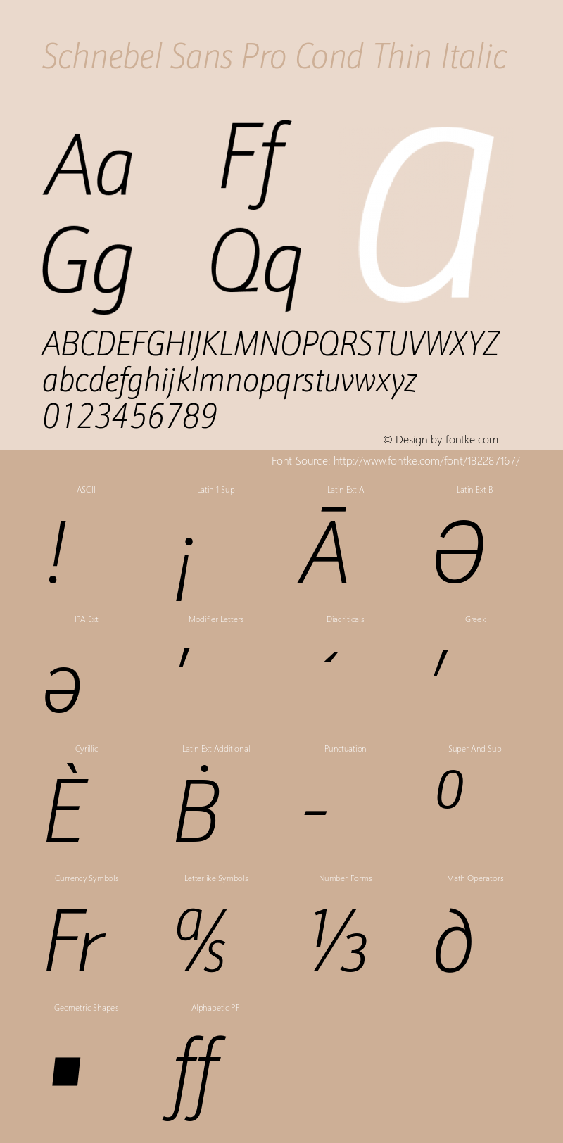 Schnebel Sans Pro Cond Thin Italic Version 1.00图片样张