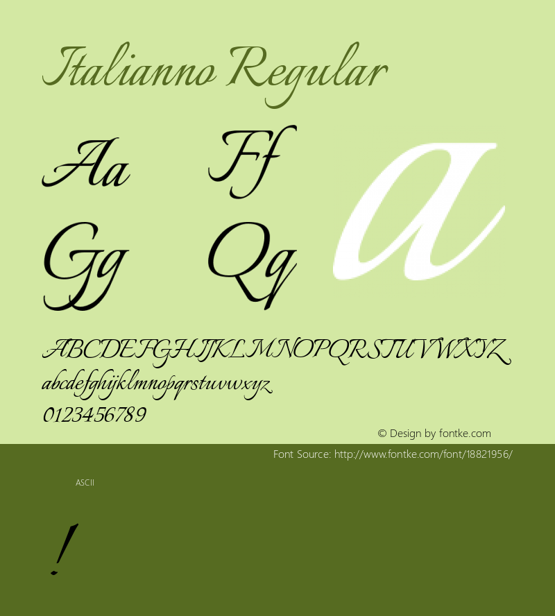 Italianno Regular Version 1.003; ttfautohint (v1.4.1)图片样张