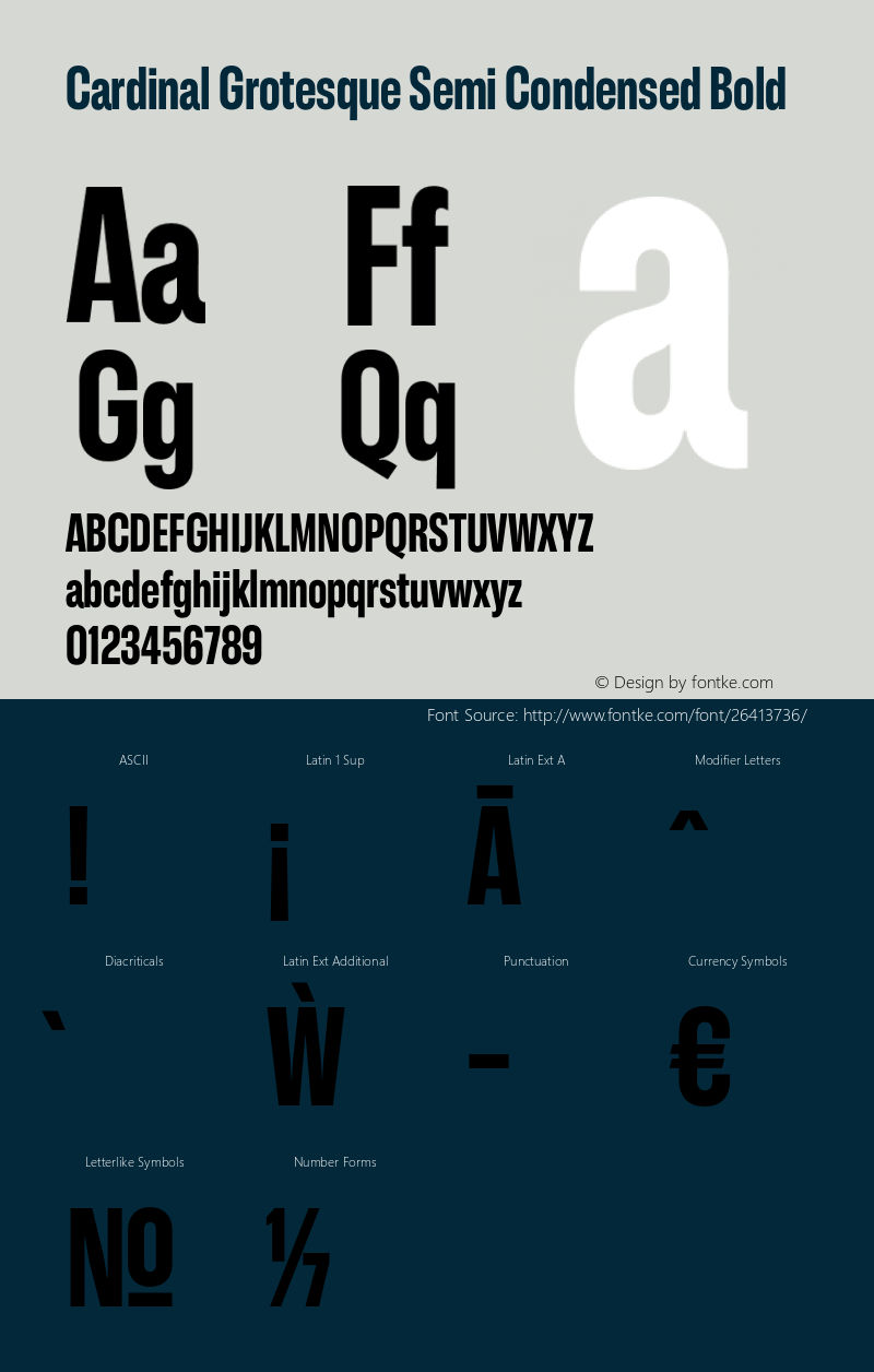 Cardinal Grotesque Semi Condensed Bold Version 1.000;PS 001.000;hotconv 1.0.88;makeotf.lib2.5.64775图片样张