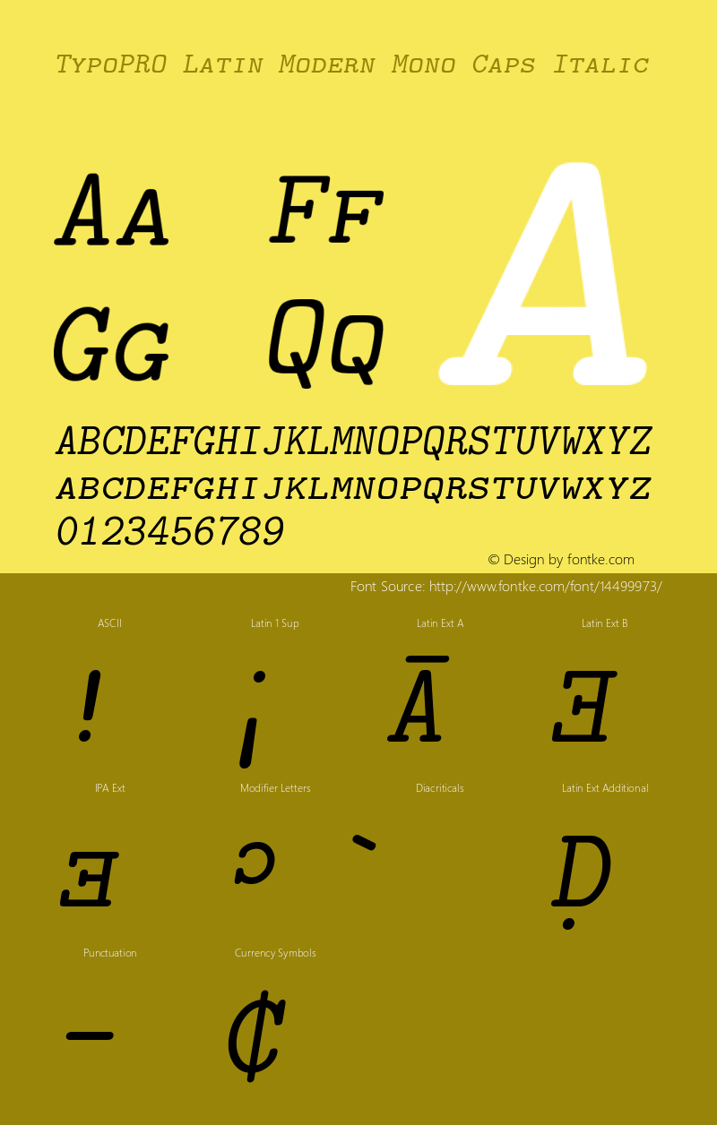 TypoPRO Latin Modern Mono Caps Italic Version 2.004;PS 2.004;hotconv 1.0.49;makeotf.lib2.0.14853图片样张
