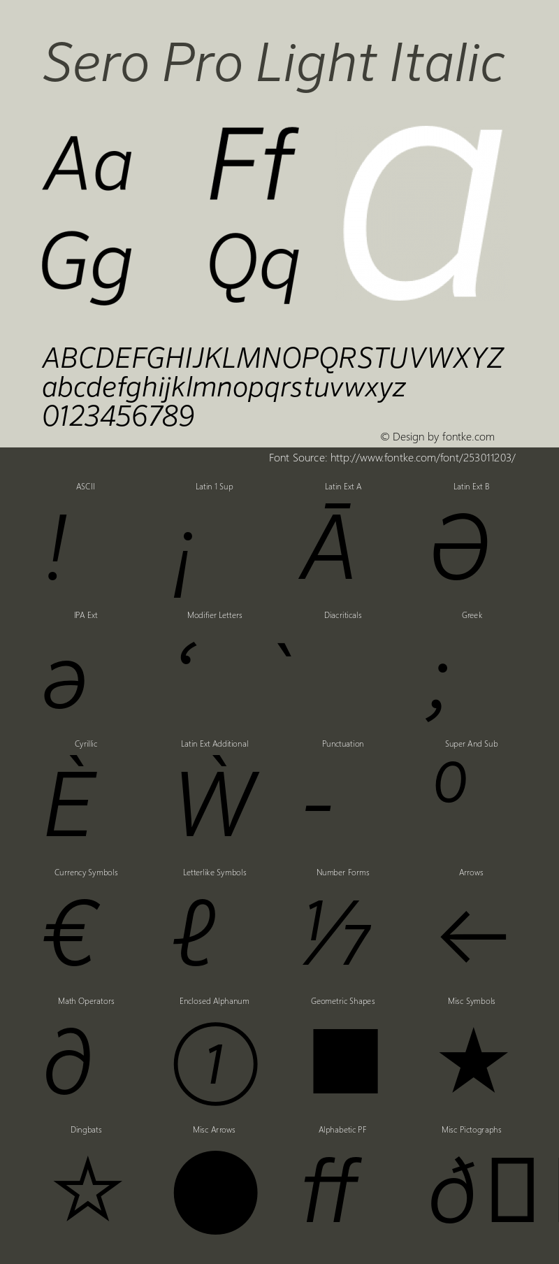 Sero Pro Light Italic Version 7.70图片样张