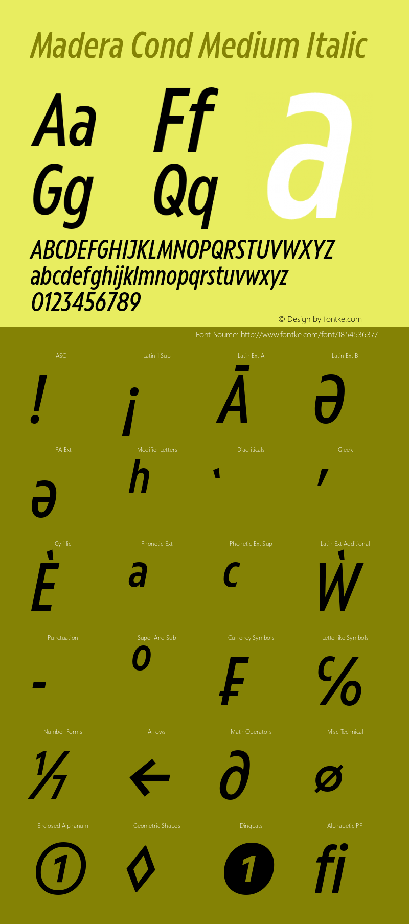 Madera Cond Medium Italic Version 2.01图片样张