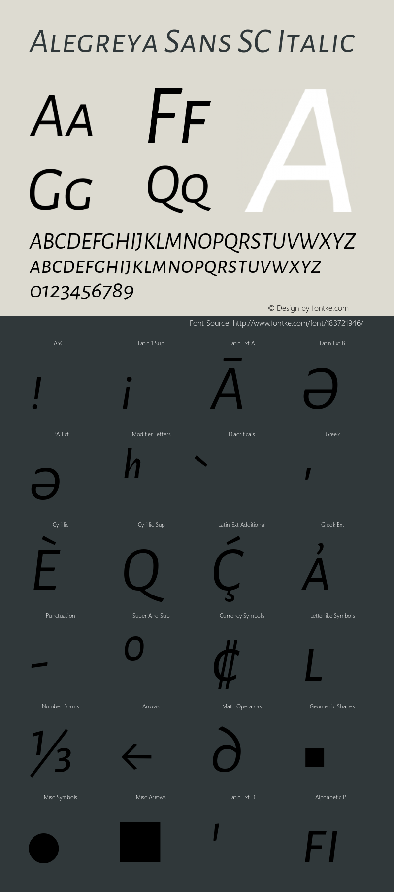 Alegreya Sans SC Italic Version 2.003; ttfautohint (v1.6)图片样张