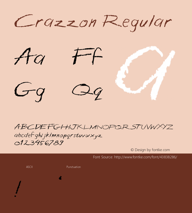 Crazzon Version 1.00;September 30, 2019;FontCreator 11.5.0.2422 32-bit图片样张