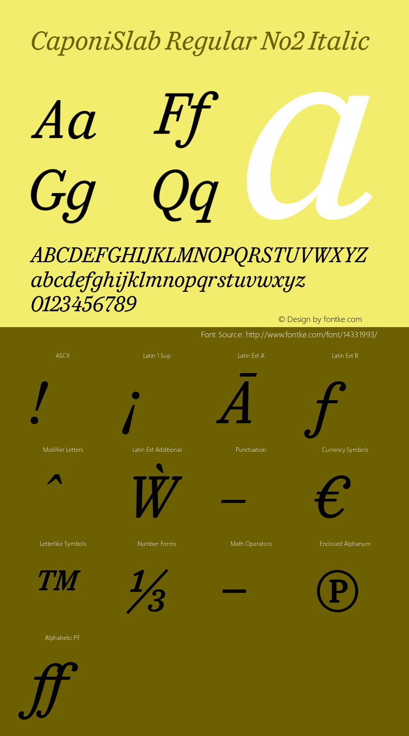 CaponiSlab Regular No2 Italic Version 1.1 2013图片样张