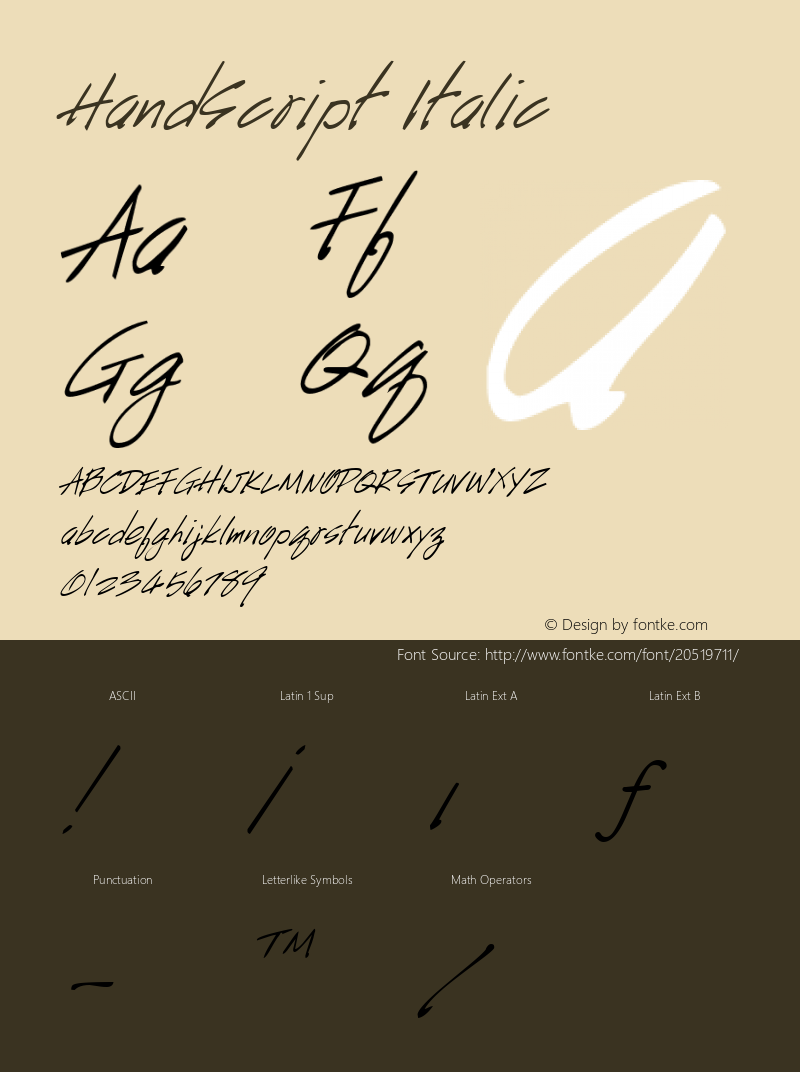 HandScript Italic Altsys Fontographer 3.5  7/11/96图片样张