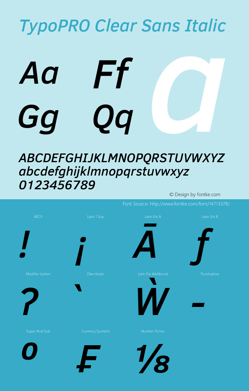 TypoPRO Clear Sans Italic Version 1.00图片样张