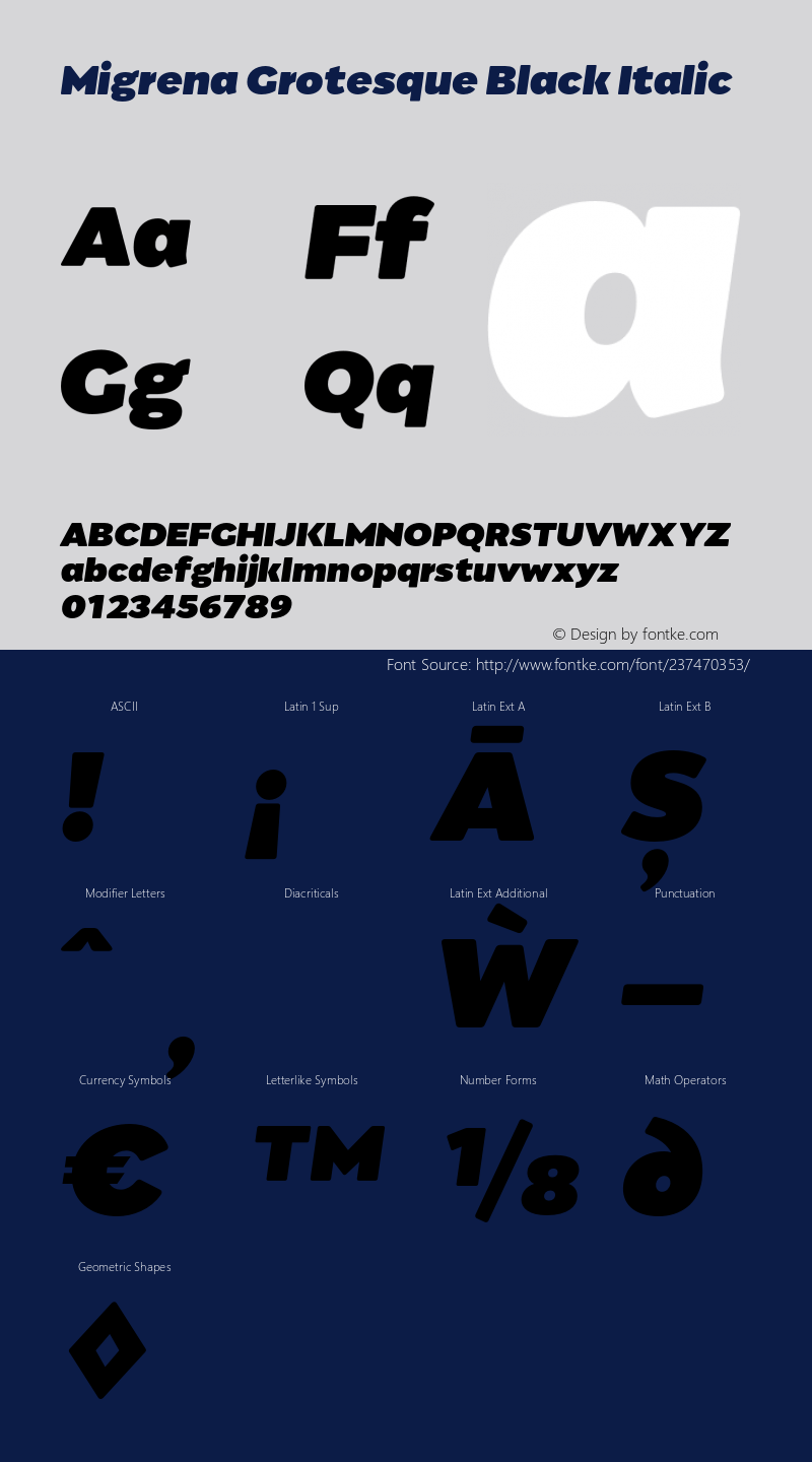 Migrena Grotesque Black Italic Version 1.000;PS 001.000;hotconv 1.0.88;makeotf.lib2.5.64775图片样张