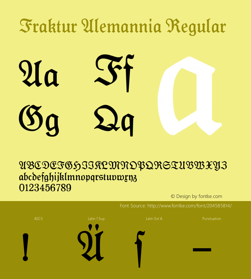 Fraktur Alemannia Regular Version 0.000;hotconv 1.0.109;makeotfexe 2.5.65596图片样张