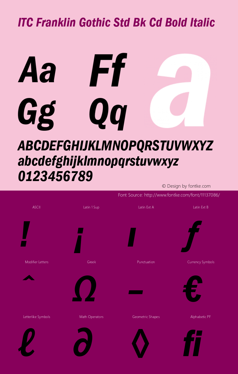 ITC Franklin Gothic Std Bk Cd Bold Italic OTF 1.020;PS 001.000;Core 1.0.31;makeotf.lib1.4.1585图片样张