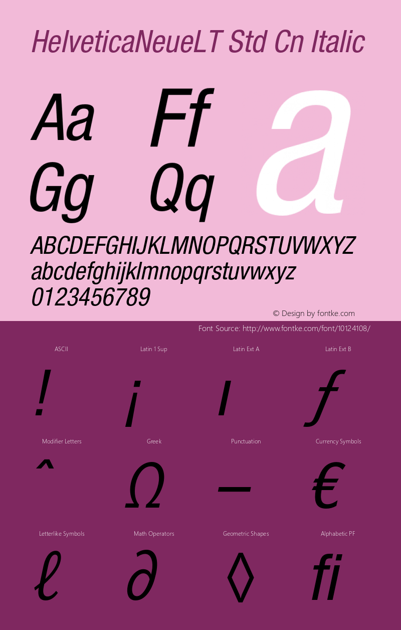 HelveticaNeueLT Std Cn Italic OTF 1.029;PS 001.000;Core 1.0.33;makeotf.lib1.4.1585图片样张
