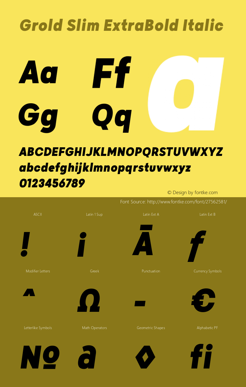 Grold Slim ExtraBold Italic Version 1.000;YWFTv17图片样张