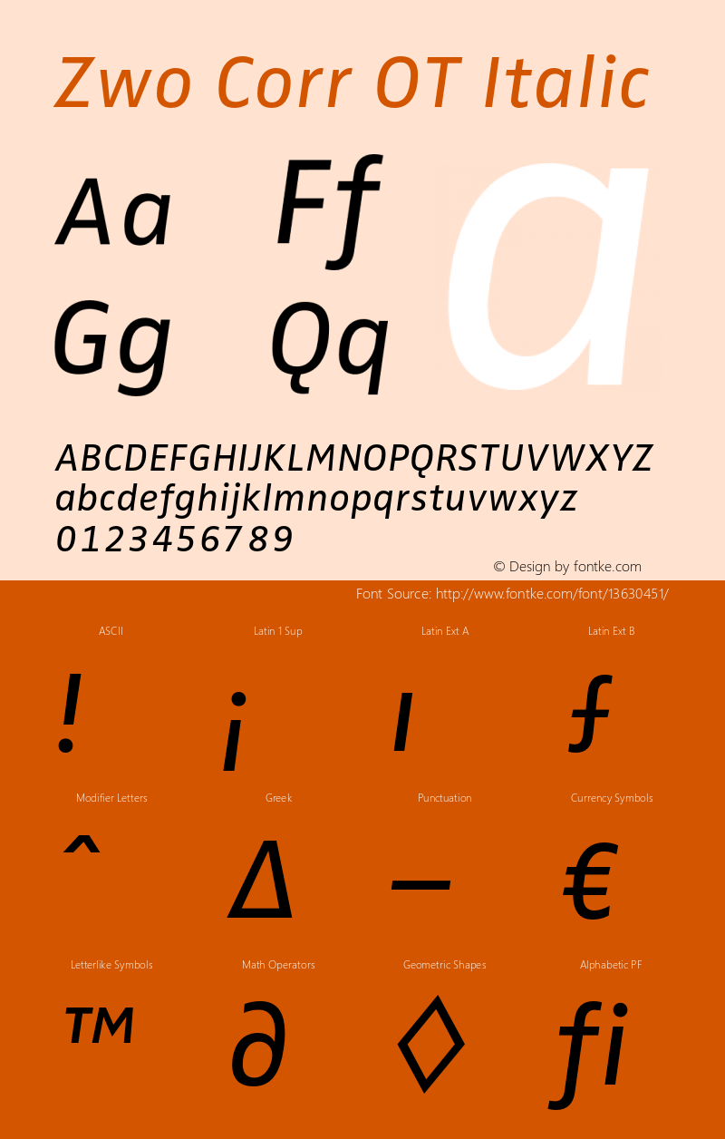 Zwo Corr OT Italic Version 7.502; 2007图片样张