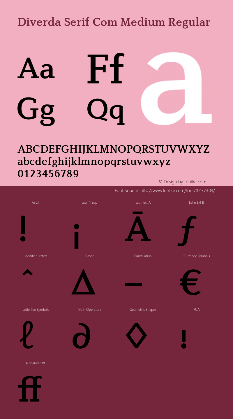Diverda Serif Com Medium Regular Version 1.10; 2006图片样张