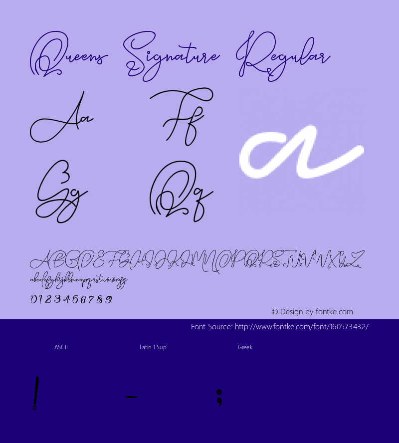 Queens Signature Version 1.00;January 27, 2021;FontCreator 11.5.0.2430 64-bit图片样张