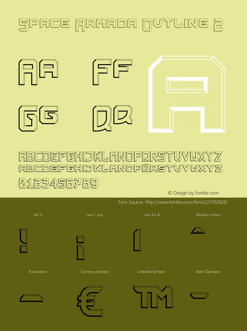 SpaceArmadaOutline2 Version 1.005;Fontself Maker 3.5.7图片样张