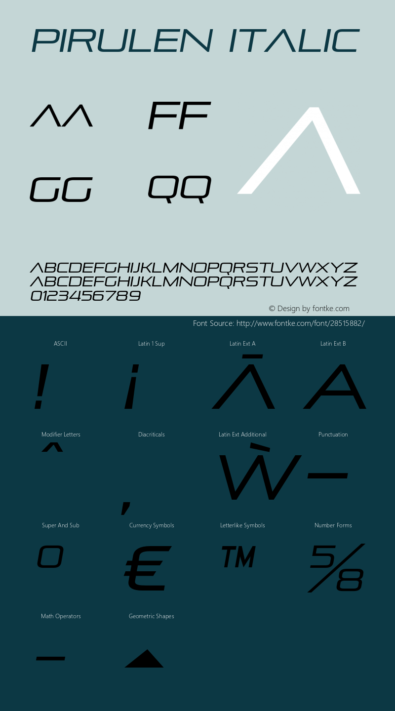 Pirulen-Italic Version 3.002 2014图片样张