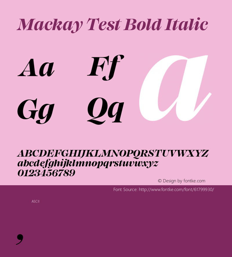 Mackay Test Bold Italic Version 1.001;PS 001.001;hotconv 1.0.88;makeotf.lib2.5.64775图片样张